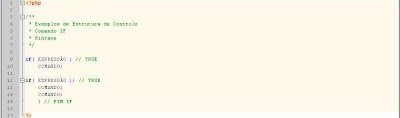 Sintaxe do comando IF em php