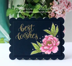 Sunny Studio Stamps: Pink Peonies Frilly Frame Dies Best Wishes Card by Karin Akesdotter