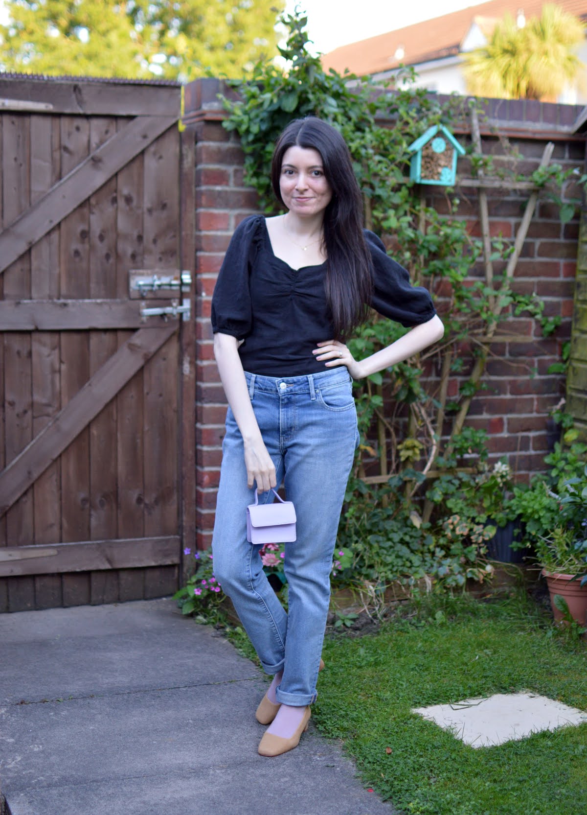 Puff Sleeves & Lilac Bag