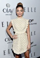 Modern Family star Sarah Hyland in lace vintage style dress with flesh flashing cut-outs at the ELLE’s 2016 Women in Television Dinner red carpet dresses