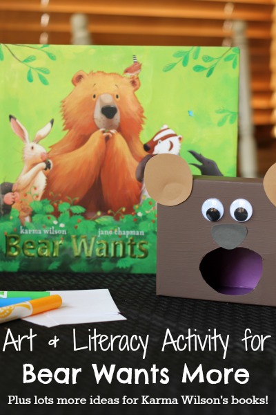 Karma Wilson book projects, including an art activity for Bear Wants More