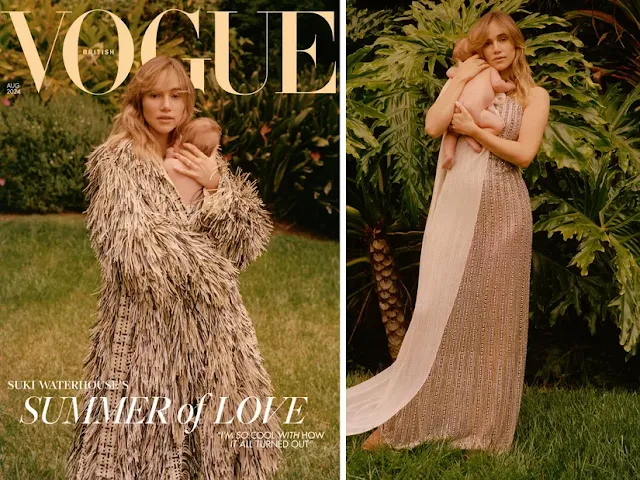Suki Waterhouse posed with her and Robert Pattinson's baby girl for a new magazine cover