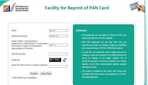  PAN card lost or damaged,  Do not worry, just order a reprint for Rs. 50