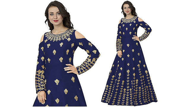 Siddeshwary Fab Satin Embroidered Semi-stitched Gown