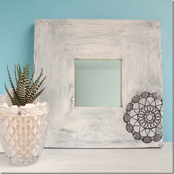diy stenciled mirror frame using thinlits die