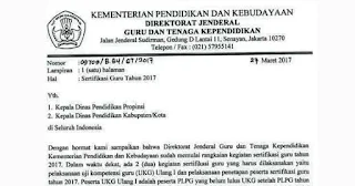 Surat Edaran Sertifikasi Guru 2017 dan Jadwal UKG Ulang 2017