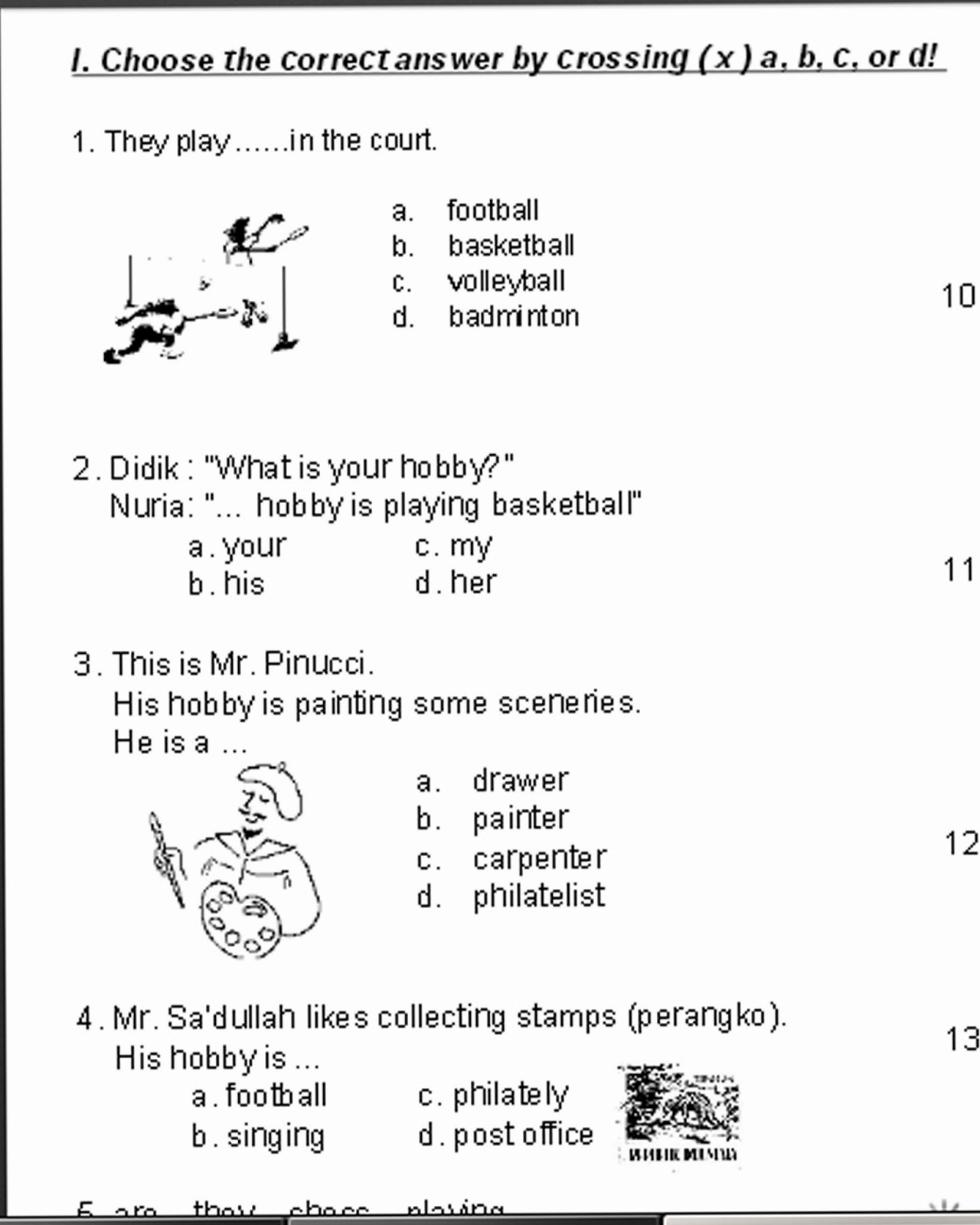 Contoh soal Bahasa Inggris untuk siswa SD MI kelas V Silahkan di sini