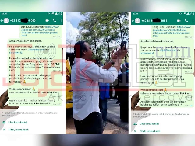 Kasat Intelkam Polresta Barelang Bungkam Saat Dikonfirmasi Wartawan Soal Makan Uang Judi