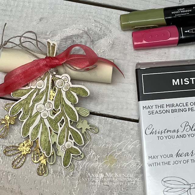 Mistletoe Magic Christmas Ornaments (close-up) | Nature's INKspirations by Angie McKenzie