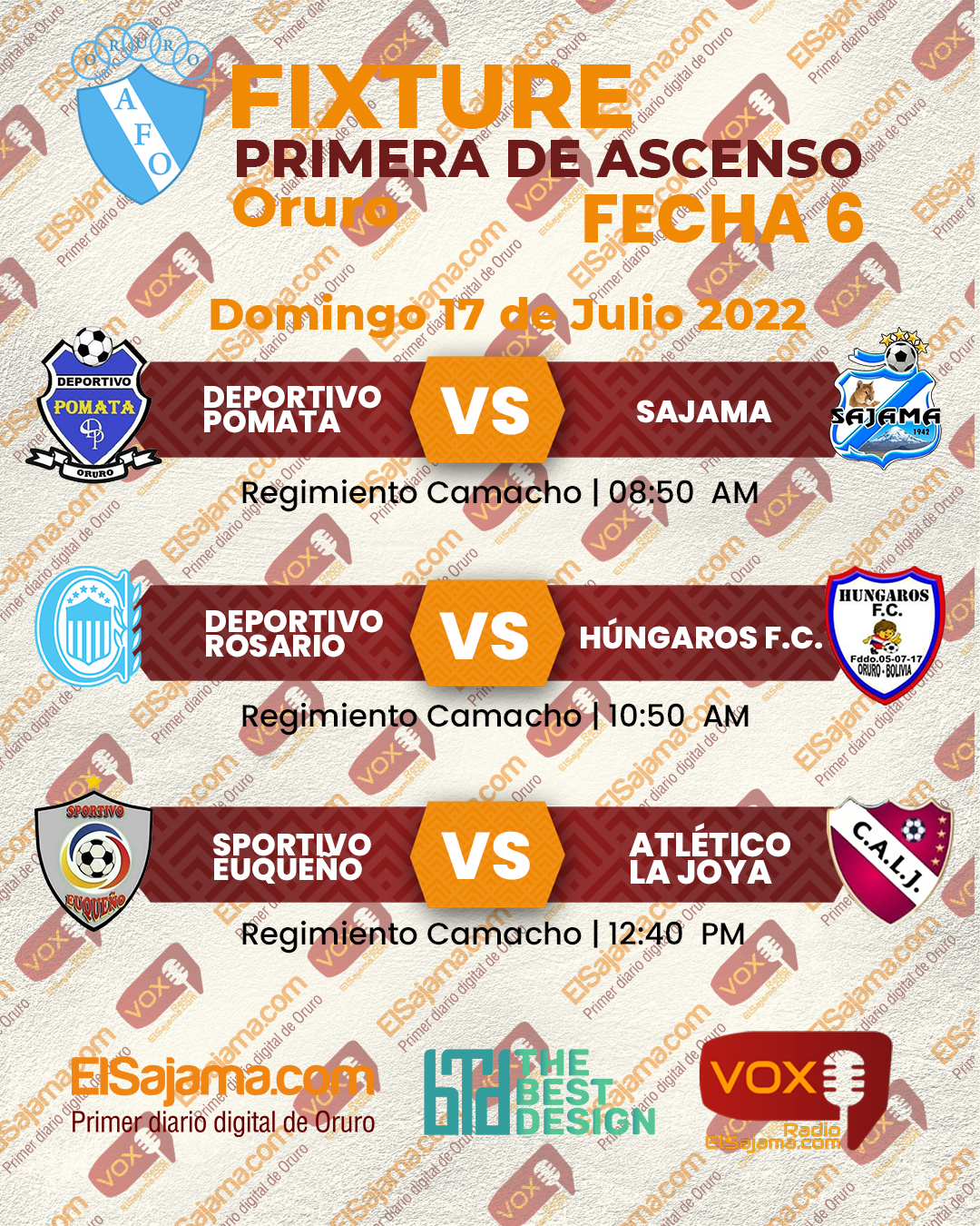 Fixture Primera de Ascenso Oruro