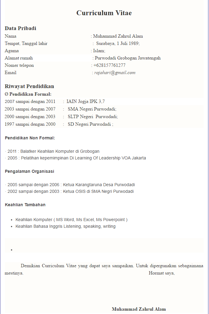 17 Contoh Cv – Daftar Riwayat Hidup Lamaran Kerja Kreatif