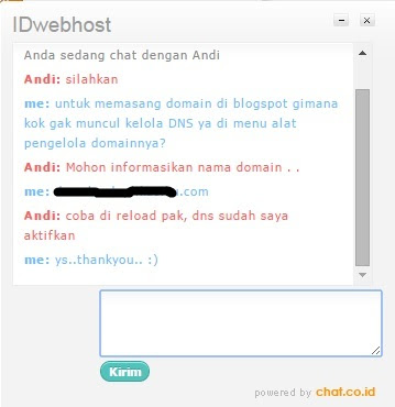 screen shot customer service idwebhost