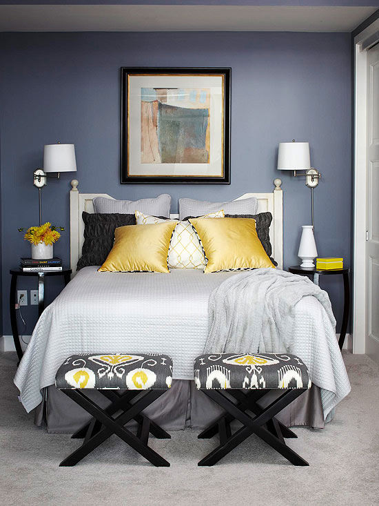 Yellow and Grey Bedroom Color Scheme