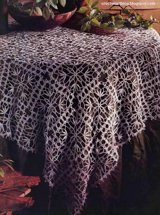 mantel crochet tejido con cuadros patrones