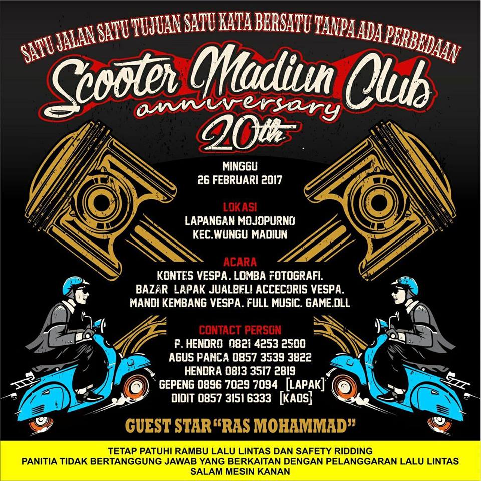 Acara Vespa 26 Februari 2017 Scooter Madiun Club Anniversary