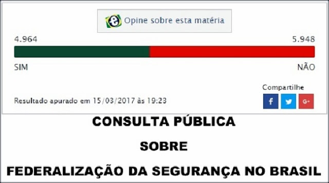 Senado abre sonculta sobre federalização da segurança pública no Brasil