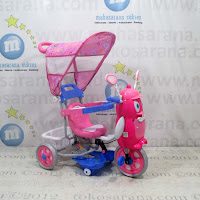 Sepeda Roda Tiga Family F9457T Suspensi Musik Dobel Penguin & Bintang Pink