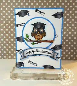 Sunny Studio Stamps: Woo Hoo Happy Graduation Owl Cap & Diploma Card by Lindsey Bailey.
