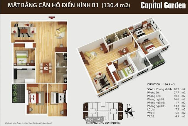 Căn hộ B1 - 130,4m2