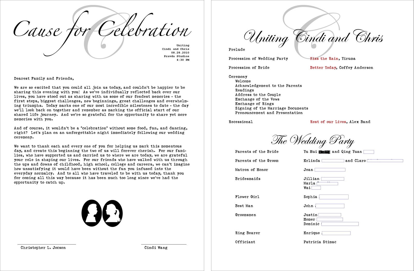 wedding program cover pictures