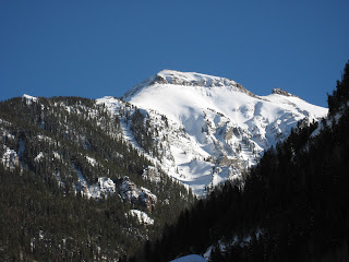 Ballard Peak and our tracks from Town