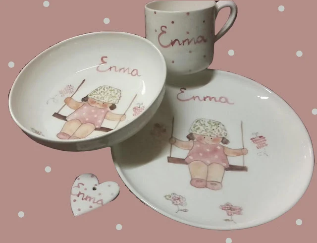 VAJILLAS INFANTILES PINTADAS A MANO Y PERSONALIZADAS CON EL NOMBRE