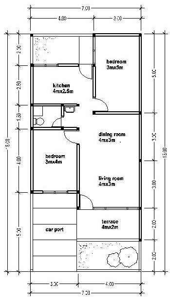 HOUSE PLANS 7X15 Bedroom  Furniture Ideas 