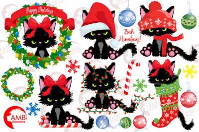 Christmas Kittens Clipart 2660 Graphic