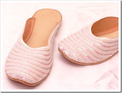 Indian Ethnic Wear, Ladies footwear Punjabi Shoes
 Jutis  Pink beaded - sequence worked