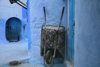 wheelbarrow chefchaouen blue
