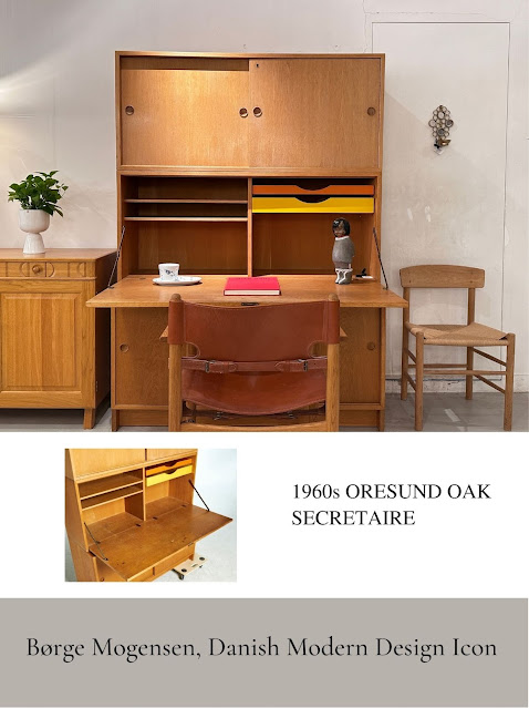 1960s ORESUND OAK SECRETAIRE BY BORGE MOGENSEN - SCANDINAVIAN DESIGN MID CENTURY MODERN DANISH MODERN FURNITURE IN HONG KONG