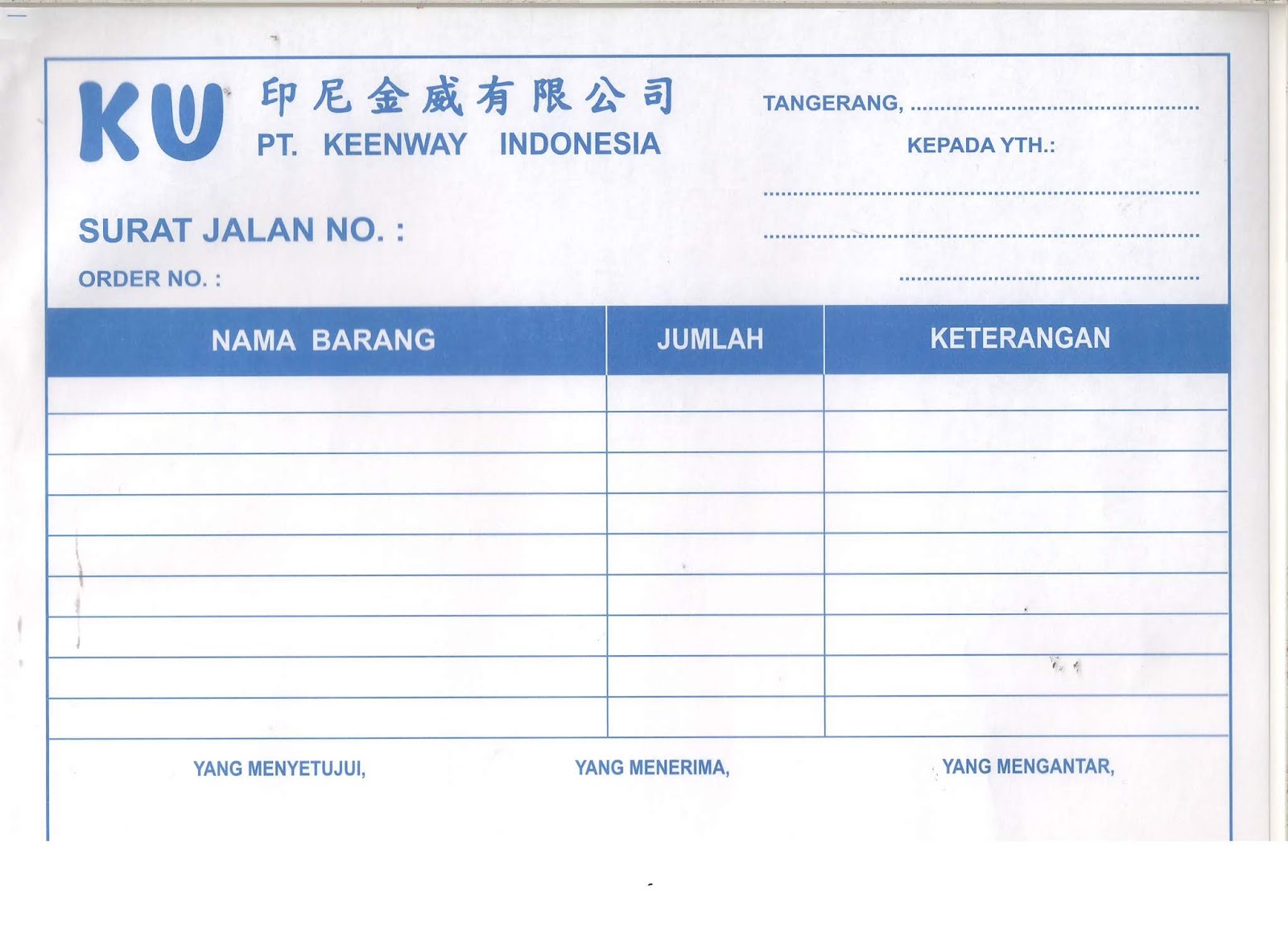 Contoh Form Surat Jalan Perusahaan Bloggadogado