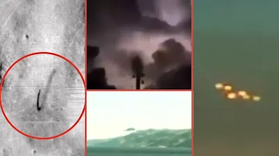 4 Amazing UFO videos and a lunar tower, spire in NASA image.