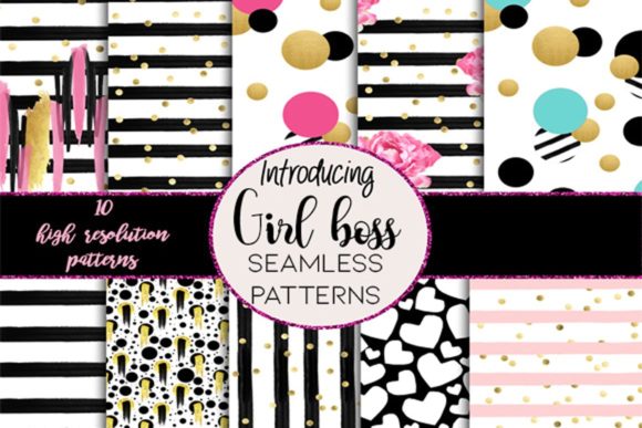 Girl Boss Seamless Patterns