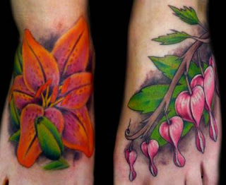 foot tattoos flower for girls
