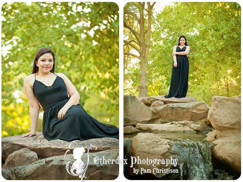 Professional photograph of an Atrisco high school senior on top at the UNM Duck Pond Albuquerque