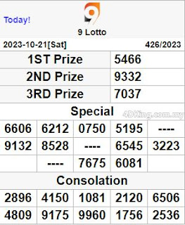 9 Lotto 4D live result today saturday 22 October 2023