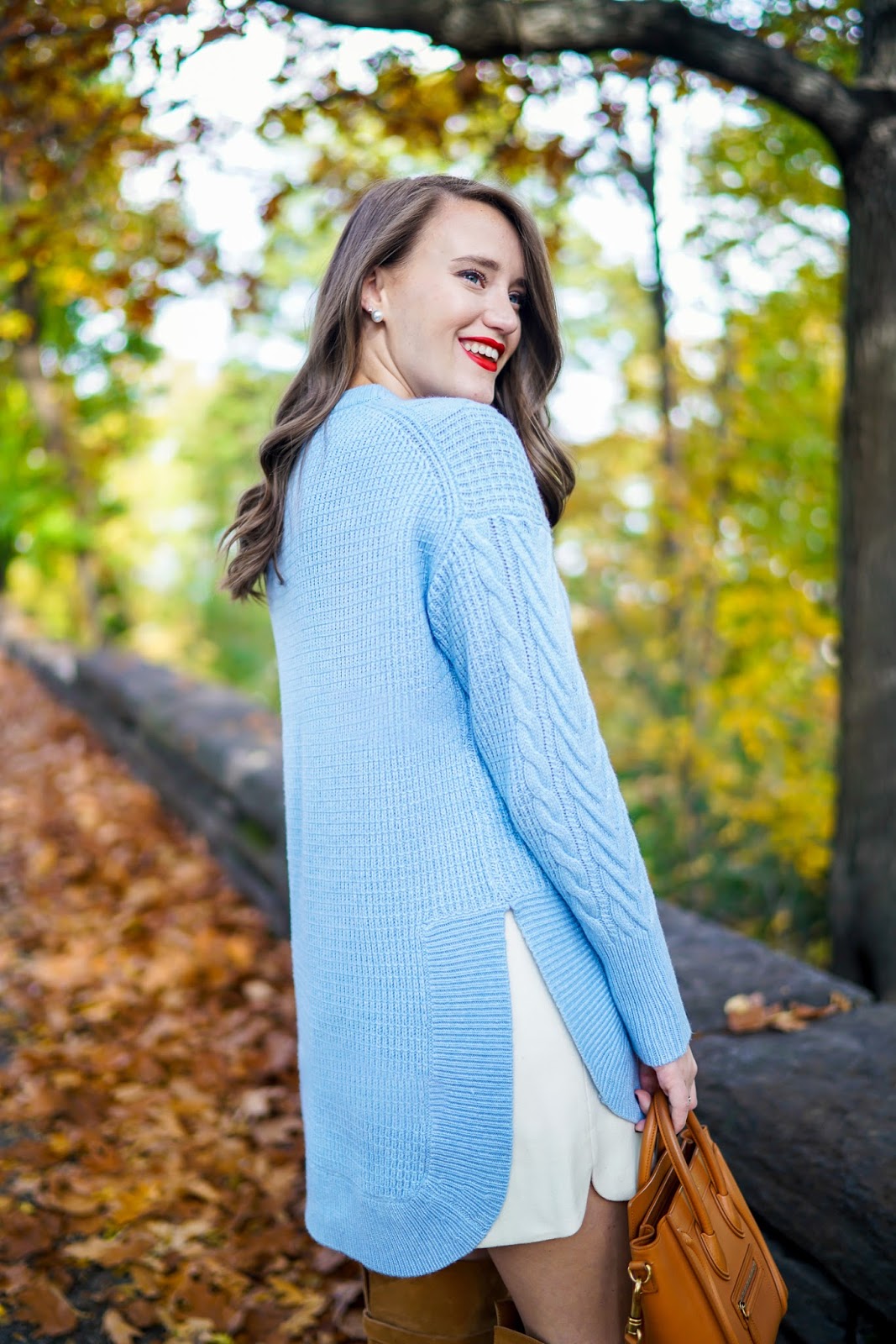 J. Crew Tunic Sweater, baby blue sweater, cable knit sweater