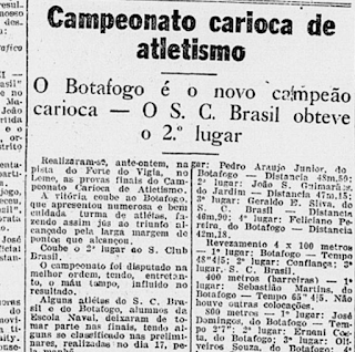 Jornal do Brasil botafogo campeao 1933 atletismo