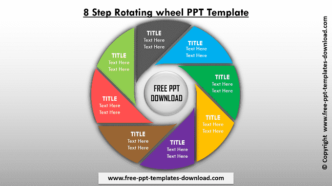 8 Steps Rotating Wheel PPT Template Download