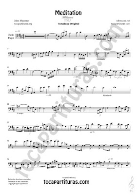  Violonchelo y Fagot Partitura de Meditación Sheet Music for Cello and Bassoon Music Scores PDF/MIDI Cello / Fagot 