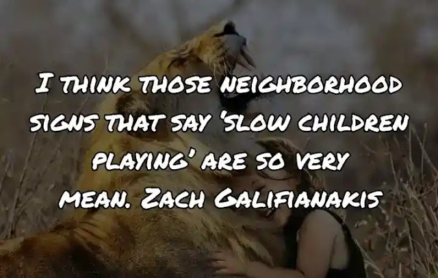 I think those neighborhood signs that say ‘slow children playing’ are so very mean. Zach Galifianakis