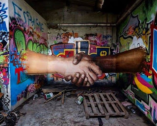 3D Graffiti Shake Hands