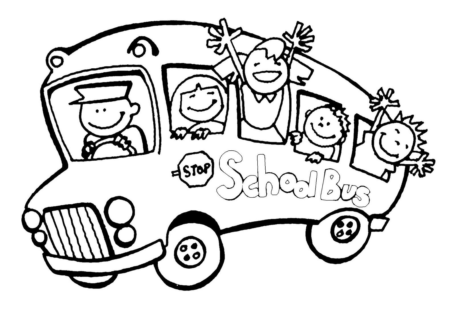Gambar Mewarnai Bus Sekolah Untuk Anak PAUD Dan TK