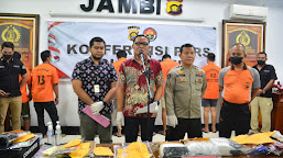 Ditresnarkoba Polda Jambi Kembali Menggagalkan Penyelundupan Narkotika Jenis Sabu 3,14 kg dan 0,91 kg Ganja  