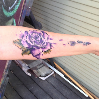 Purple Rose Watercolor Tattoo