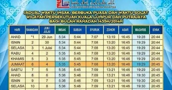 Life is Beautiful ♫♪♫♪: Jadual Waktu Imsak, Berbuka 