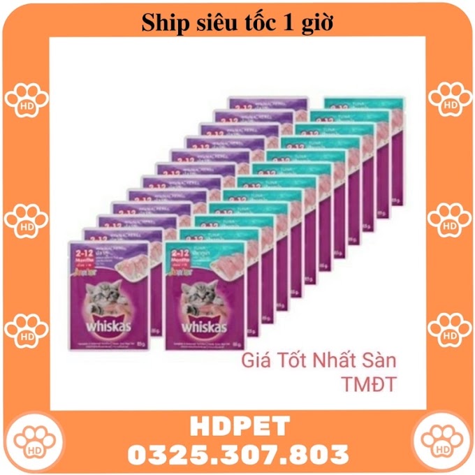 [ catsrang_hdpet ] [Mã PET50K giảm 8% - tối đa 50K đơn 250K] Pate Whiskas Junior Tuna 80g cho Mèo