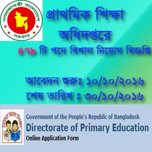 Directorate of Primary Education New Job Circular 2016