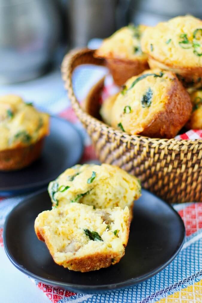 Loaded Breakfast Muffins in a basket